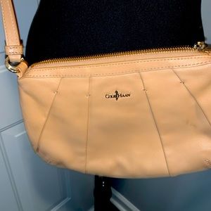 Tan leather designer shoulder handbag